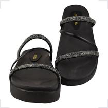 Papete Sandália Feminina Chinelo Macio Strass