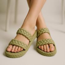 Papete Sandália Flatform Lais Tiras Tranças Anabela Brizza