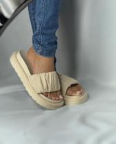 Papete Slide Feminina Confortável Detalhe Franzido