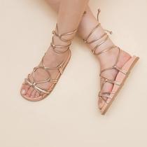 Papete Strass Sandália Feminina Metalizada Blogueira Virginia Premium