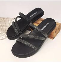 Papete Via Marte Brilho Strass Preta Feminina 23-10515 Papete Via Marte Brilho Strass Preta Feminina 23-10515