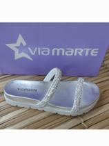 Papete Via Marte Prateada Brilho Feminina 23-17218 Papete Via Marte Prateada Brilho Feminina 23-17218