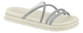 Papetes Femininas Strass Flatform Moleca Brilhos Tira Brilho