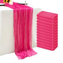 Paquete de 12 Caminos de Mesa de Tela Gasa Rosa Fucsia 55x300 cm Paquete de 12 Caminos de Mesa de Tela Gasa Rosa Fucsia 55x300 cm