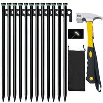 Paquete de 12 Estacas para Tienda con Martillo Tialero 40 cm de Acero Reforzado Paquete de 12 Estacas para Tienda con Martillo Tialero 40 cm de Acero Reforzado