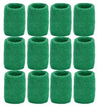 Paquete de 12 Muñequeras Tourna de Algodón Verde de 7.5 cm de Grosor
