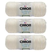 Paquete de 3 Ovillos de Hilo Caron Simply Soft 100% Acrílico Blanco Roto 170 g