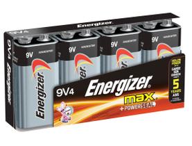 Paquete de 4 Pilas Alcalinas Energizer Max 9V de Larga Duración