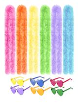 Paquete de 6 boas de plumas JICASTO de 2 m con gafas de sol en forma de corazón