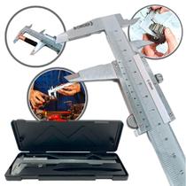 Paquimetro Manual Universal Analogico 150mm Aço Inox Estojo Profissional