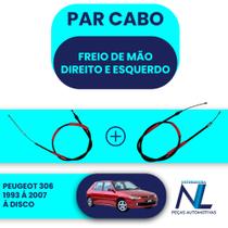 Par 2 cabos freio mão Peugeot 306 a Disco 2002 2001 2000 99 Par 2 cabos freio mão Peugeot 306 a Disco 2002 2001 2000 99