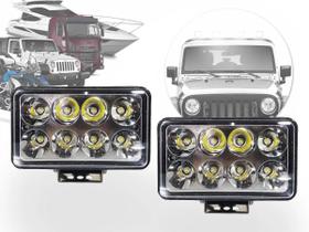 Par 2 Farol De Milha 24w Retangular 8 Led