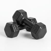 Par 2 halteres sextavado pintado 12kg ideal para treino fitness, musculação e exercícios funcionais em academia e gym profissional