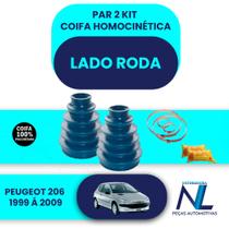 Par 2 kit coifa homocinética lado roda Peugeot 206 307 motor 1.6v