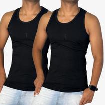 Par 2Camiseta Canelada Preta Regata Americana Treino Ribana