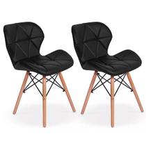 Par 2x Cadeira de Jantar Charles Eames Eiffel Slim Estofada