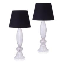 Par Abajur Murano Base Cristal G Pérola