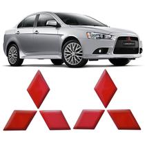 Par Adesivo Emblema Resinado Mitsubishi Lancer - Vermelho - Nikka Ind
