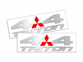 Par Adesivos Emblema Caçamba Mitsubishi Triton 4x4 Prata-alumínio(fosco)