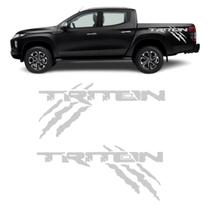 Par Adesivos Faixa Lateral Caçamba L200 Triton - Prata