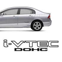 Par Adesivos Honda Civic I-vtec Dohc Carro Emblema Preto