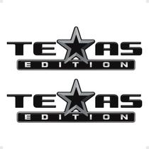 Par Adesivos Texas Edition Preto Caminhonete Emblema Cromado