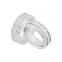 Par Aliança Aço Eros e Troya Dupla 8mm Convex