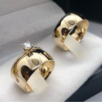 Par Aliança Casamento Banhada a Ouro 18k Abaulada 8MM Par Aliança Casamento Banhada a Ouro 18k Abaulada 8MM