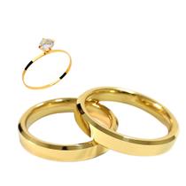 Par Aliança Casamento Chanfrada 4mm Tungstênio ouro 18k