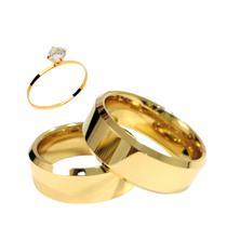 Par Aliança Casamento Chanfrada 8mm - Tungstênio/ouro 18k