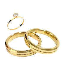 Par Aliança Casamento Chanfrada Friso 4mm - Tungstênio/ouro 18k - Marry