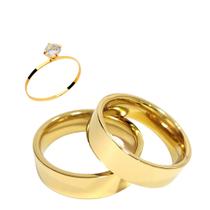Par Aliança Casamento Reta 6mm Tungstênio ouro 18k