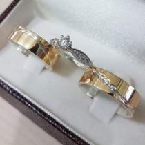 Par Aliança de Casamento ou de Noivado em Ouro 18k CORTE DIAGONAL Pipper Joias