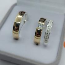 Par Aliança de Casamento ou de Noivado em ouro 18k e Prata 995 Flutuante 5mm Pipper Joias