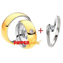 Par Aliança de Casamento ou de Noivado em ouro 18k - MDB2017 - Pipper Joias