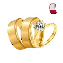 Par Aliança Ouro 18K 8mm Reta Chanfrada + Caixinha - Anel Aparador Mil Pedras Zircônia Casamento Compromisso