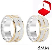 Par Aliança Prata Namoro Coração Vazado Ouro 8mm Batimentos Cardíacos Noivado Ficante Dia dos Namorados Presente Anatômicas