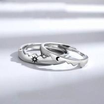 Par Aliança Sol & Lua Encaixa/Anel Sol E Lua Prata Ajustável Encaixe Par Aliança Sol & Lua Encaixa/Anel Sol E Lua Prata Ajustável Encaixe