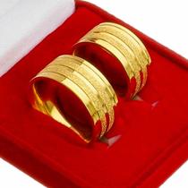 Par Alianças 10mm Casamento Noivado Ouro Solitário Barata - Jewelery