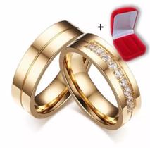 PAR Alianças Banhada Ouro 18k Casamento Tradicional Noivado Anel - Jewelery