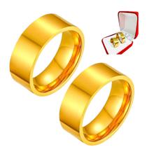 Par Alianças Casamento 8mm Banhado Ouro 18k Reta Casal Compromisso Luxo Noivos