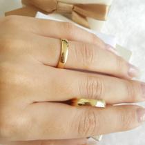 Par Alianças Casamento Banhada a ouro 18k Abaulada 4mm Par Alianças Casamento Banhada a ouro 18k Abaulada 4mm