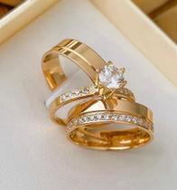 Par Alianças Casamento Banhada a ouro + Gravação + Anel