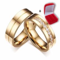 Par Alianças Casamento Noivado e Compromisso 6mm Titânio banhado a ouro 18k Par Alianças Casamento Noivado e Compromisso 6mm Titânio banhado a ouro 18k
