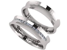 Par Alianças De Namoro Em Prata 950 Concava com zirconia Par Alianças De Namoro Em Prata 950 Concava com zirconia