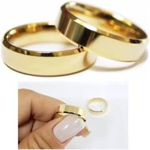 Par Alianças de Ouro 18k 4mm 4 gramas Casamento + Anel de noivado