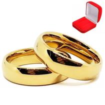 Par Alianças Ouro 18k Banhada Tradicional Tungstênio 6mm Resistente Abauladas Anatômicas Bodas Casamento Noivado
