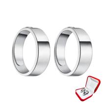 Par Alianças Prata 6mm Reta Namoro Namorados Tradicional Uniao Compromisso Casal Luxo