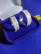 Par Alianças Prata 950 Fosca Com Risco No Meio 6mm Par Alianças Prata 950 Fosca Com Risco No Meio 6mm