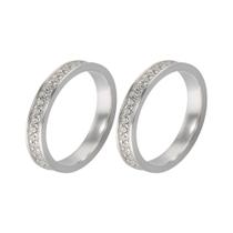 Par Alianças Prata 950 Reta 3mm Cravejada Com Zircônias